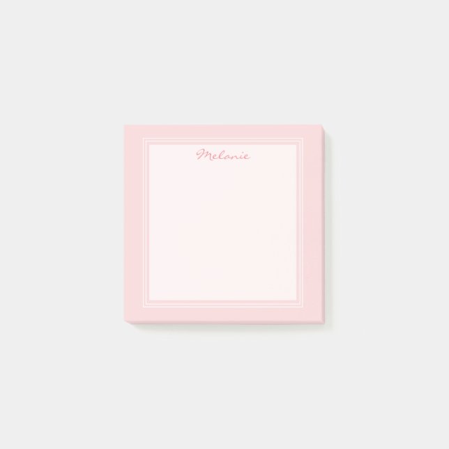 Modern Rödröd Rosa Vit Kant Script Post-it Block (Framsida)