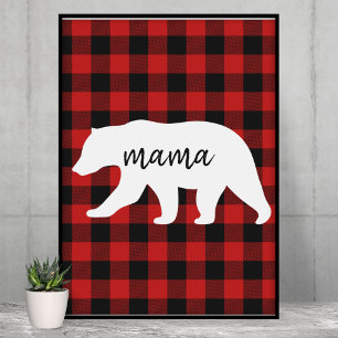 Modern rödspättad och vit Mamma Poster