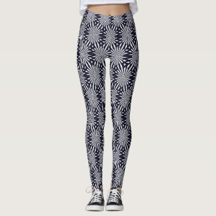 Modern Rolig Abstrakt Svart Vit Geometrisk Fyrverk Leggings