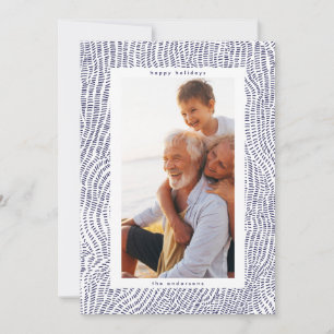 Modern Rolig Blå Vit Glad Jul Ram Foto Julkort