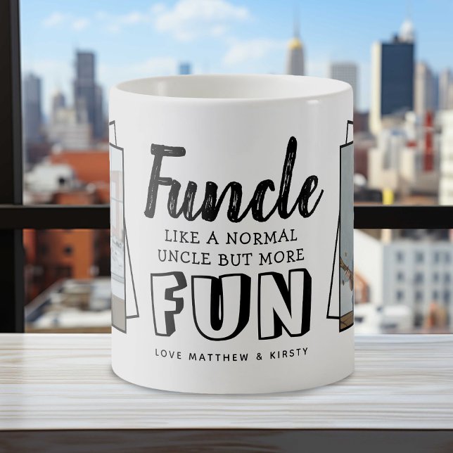 Modern Rolig Citat 'Funcle' 2 x Foto | Farbror Kaffemugg (Skapare uppladdad)