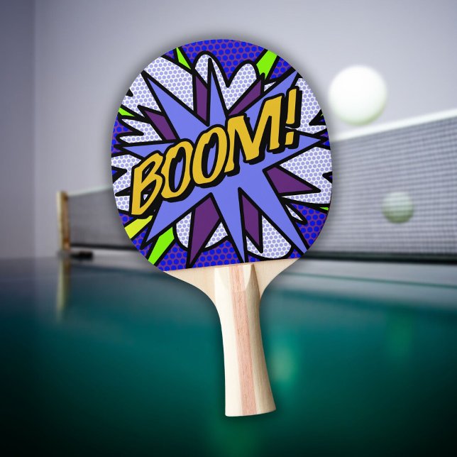 Modern Rolig Cool Serietidning BOOM Pingisracket (Modern Fun Cool Comic Book BOOM Ping Pong Paddle)