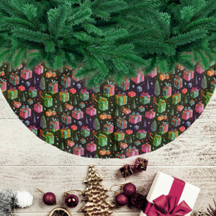 Modern Rolig Färgrik Julpresent Wintermönster Julgransmatta Borstad Polyester