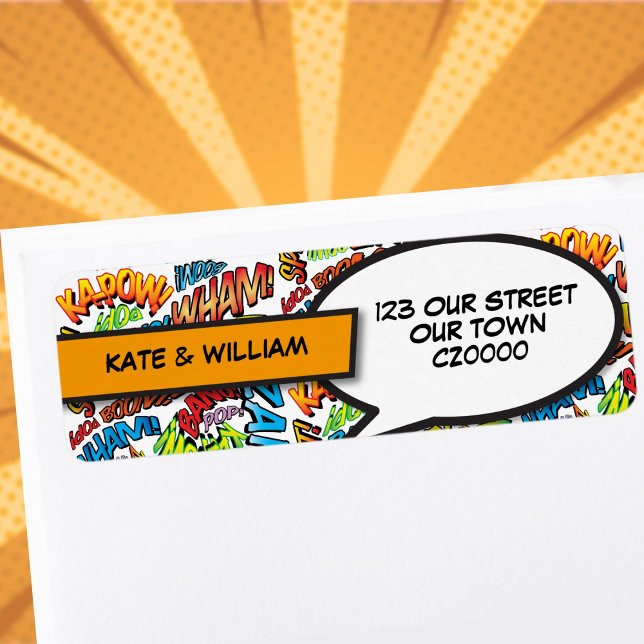 Modern Rolig Färgrik Serietidning Returadress Etikett (Modern Fun Colorful Comic Book Return Address Label)