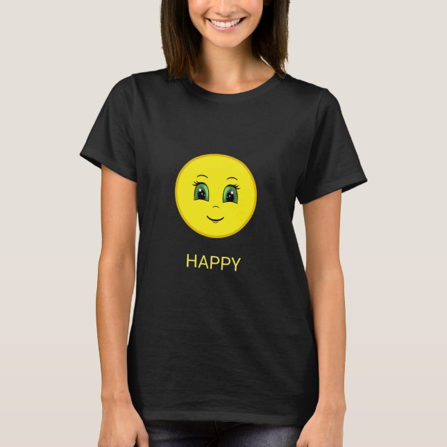 Modern Rolig Glad Sol Ansikte T Shirt (Framsida)