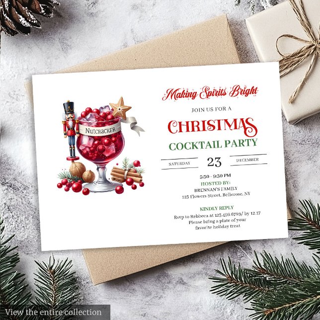 Modern rolig julcocktail-fest inbjudan (Modern fun Christmas cocktails party invitation

)