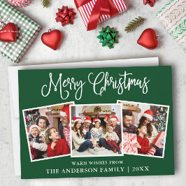 Modern Rolig Kalligrafi Jul 3 Foto Grön Julkort