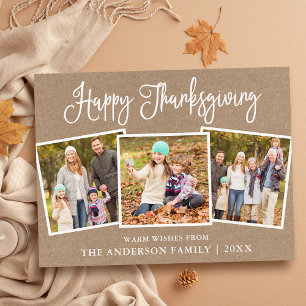 Modern Rolig Kalligrafi Kraft 3 Bilder Thanksgivin Vykort