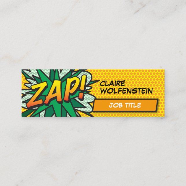 Modern rolig popkonstserie ZAP Mini Visitkort (Framsida)
