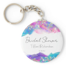 Modern Rolig Regnbåge Alkoholbläck Guldglitter