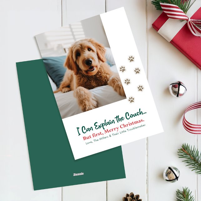 Modern Rolig Rolig Hund Julfotograf Julkort (Skapare uppladdad)