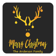 Modern rolig Santa rener faux guld på svart