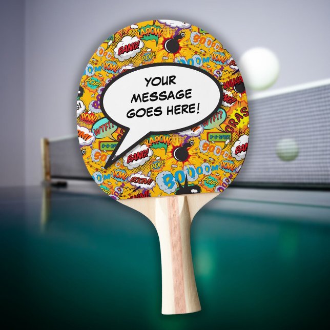 Modern rolig seriealbum anpassad pratbubbla pingisracket (Modern Funny Comic Book Personalized Speech Bubble Ping Pong Paddle)