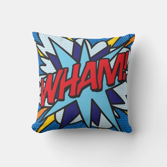 Modern Rolig Serietidning Popkonst WHAM OMG Kudde (Framsida)