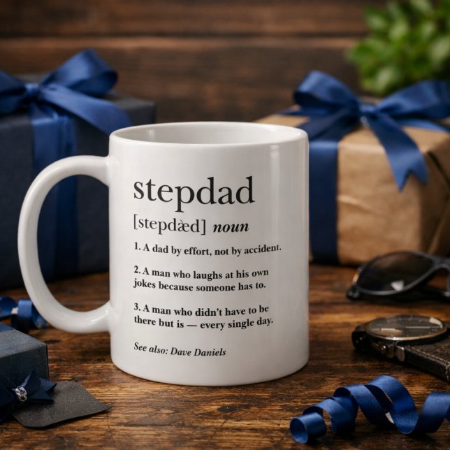 Modern Rolig Styvpappa Definition Fars Dag Present Kaffemugg (Skapare uppladdad)