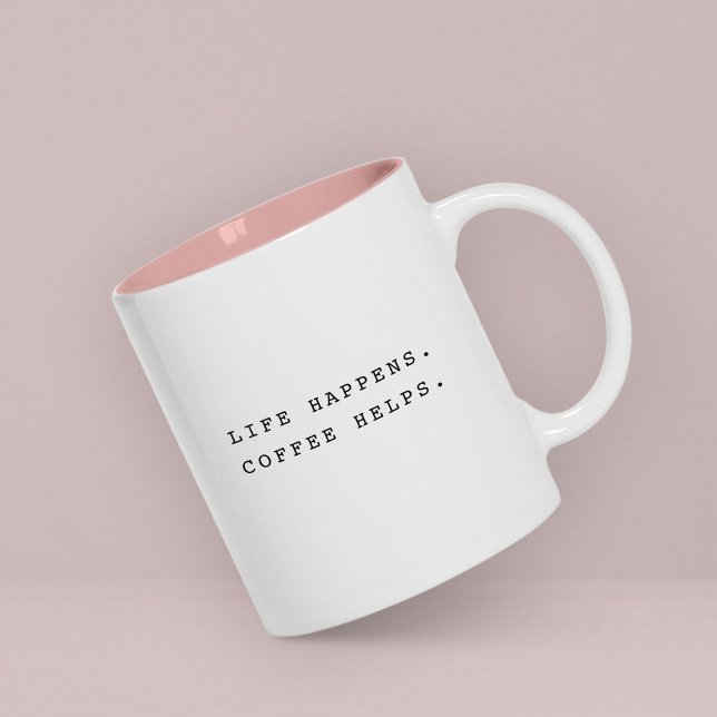 Modern Rolig Trendig Typografi Livet Händer Citat Två-Tonad Mugg (Embrace the ups and downs of life with this funny coffee mug! ☕️💪)