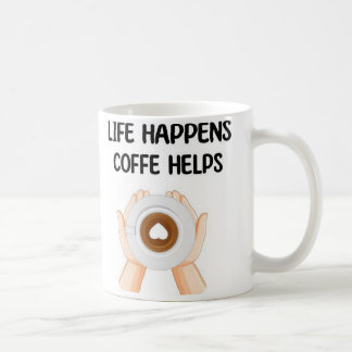 Modern Rolig Trendig Typografi Livet Händer Kaffemugg