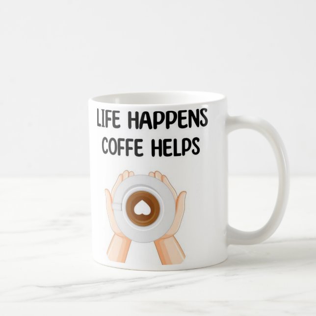 Modern Rolig Trendig Typografi Livet Händer  Kaffemugg (Höger)