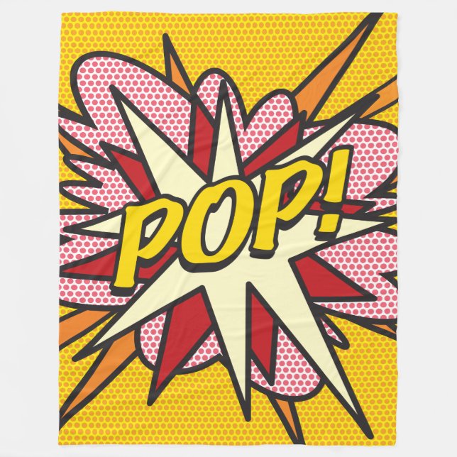 Modern Rolig Typografisk Serietidning POP Trendig Fleecefilt (Framsidan)