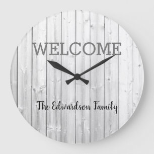 Modern, rolig välkommen Familj namn grått-skiftnin Stor Klocka