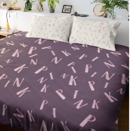 Modern Rolig Vattenfärg Plommon Rosa Bokstavsmönst Fleecefilt