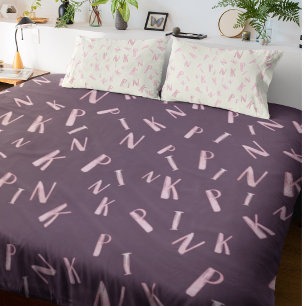 Modern Rolig Vattenfärg Plommon Rosa Bokstavsmönst Fleecefilt