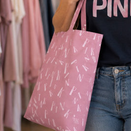 Modern Rolig Vattenfärg Rosa Bokstavsmönster Tygkasse