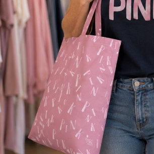 Modern Rolig Vattenfärg Rosa Bokstavsmönster Tygkasse