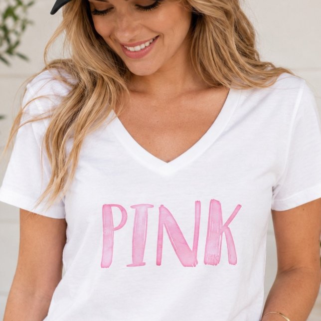 Modern Rolig Vattenfärg Rosa  T Shirt (Skapare uppladdad)