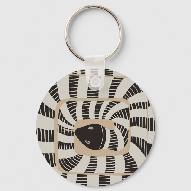Modern Roligt-Abstrakt - stripe-orm | Snake Älskar Nyckelring (Framsida)