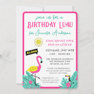 Modern Roligt Aloha Tropical Luau Birthday Inbjudningar