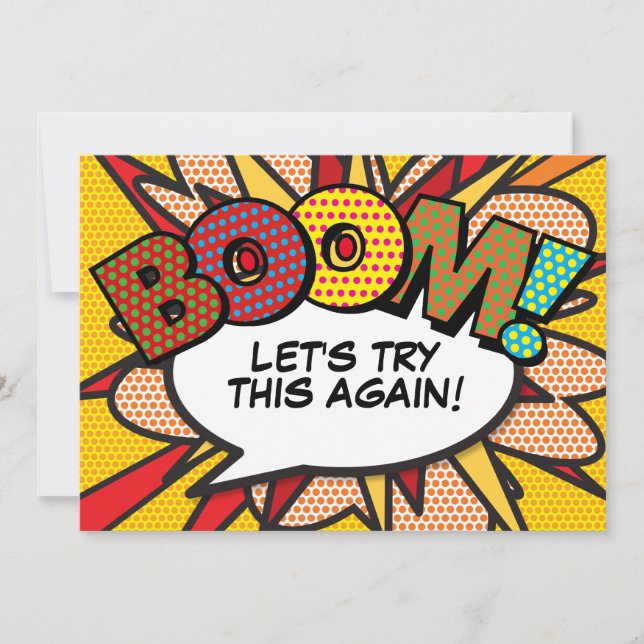 Modern Roligt Ändra Datum Serietidning Popkonst Inbjudningar (Framsida)