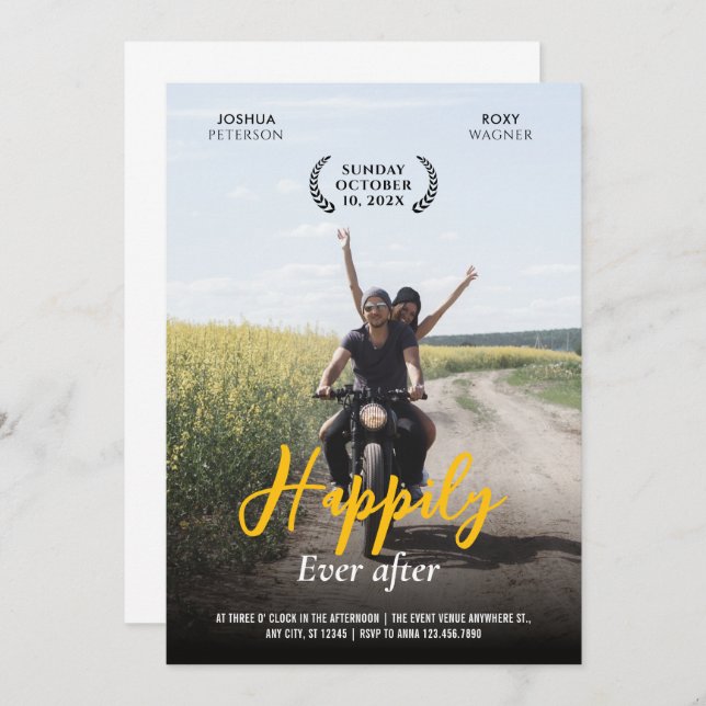 Modern Roligt Avslappnad Bröllop Inbjudningar (Fram/baksida)