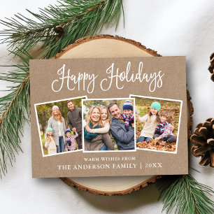 Modern Roligt Calligraphy 3 Photo Kraft Helgdag Vykort