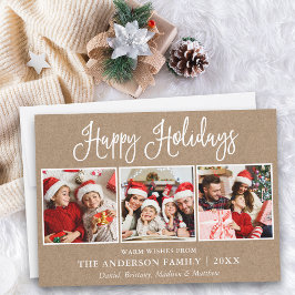 Modern Roligt Calligraphy 3 Photo Kraft Julkort