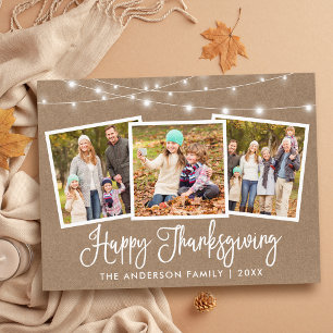 Modern Roligt Calligraphy 3 Photo Thanksgiving Kra Vykort