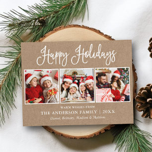 Modern Roligt Calligraphy 3 Photos Kraft Helgdag Vykort