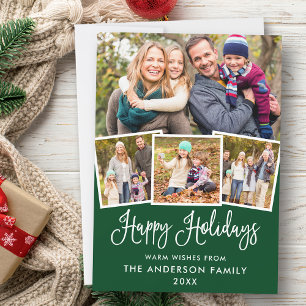 Modern Roligt Calligraphy 4 Photo Grönt Julkort