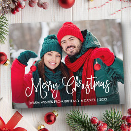 Modern Roligt Calligraphy Couple Photo Jul Vykort