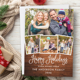 Modern Roligt Calligraphy Glad helg Wood 4 Photo Julkort