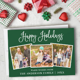 Modern Roligt Calligraphy Grönt 3 Photo Julkort