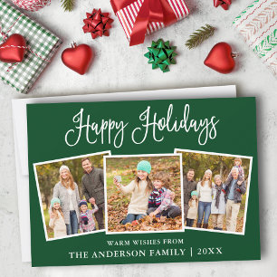 Modern Roligt Calligraphy Grönt 3 Photo Julkort