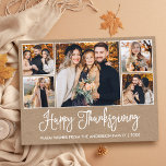 Modern Roligt Calligraphy Kraft 5 Photos Thanksgiv Vykort<br><div class="desc">Modern Roligt Calligraphy Script Happy thanksgiving Family 5 Photo Kraft Postcard</div>