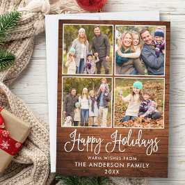 Modern Roligt Calligraphy Wood 4 Photos Julkort