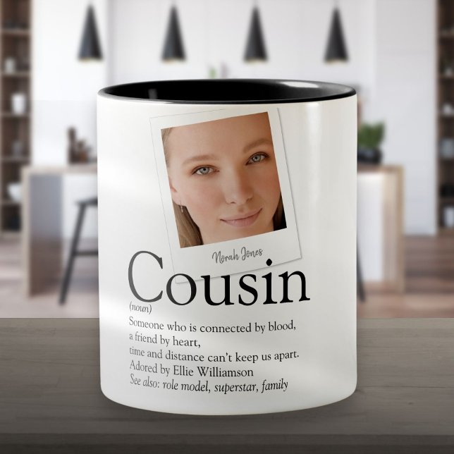 Modern Roligt Cousin Definition Photo Två-Tonad Mugg (Modern Fun Cousin Definition Photo Two-Tone Coffee Mug)