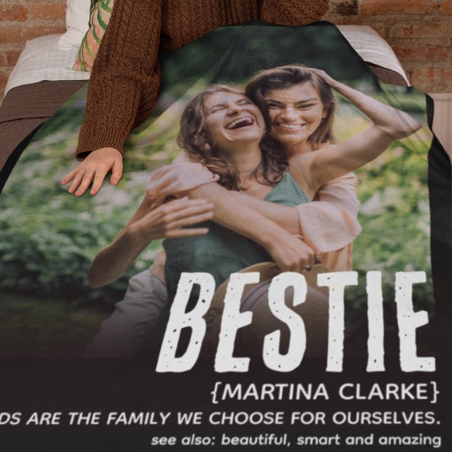 Modern Roligt Cute BESTIE Definition Photo Gift Fleecefilt (Skapare uppladdad)