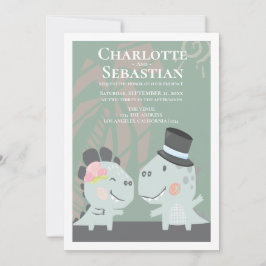 Modern Roligt Dinosaur Bride Groom Bröllop Inbjudningar