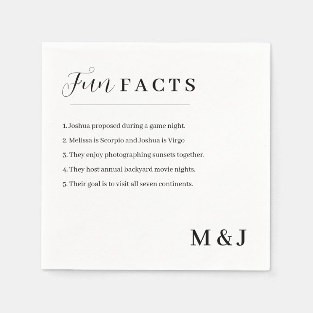 Modern Roligt Fact Bröllop Pappersservett (Framsidan)