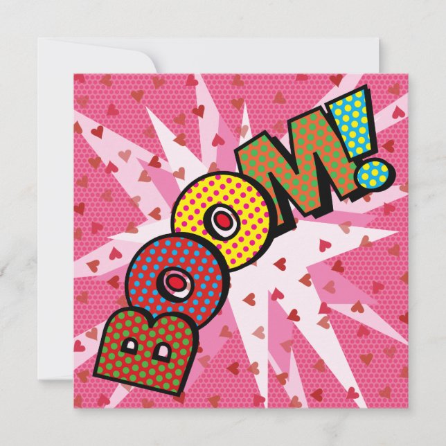 Modern Roligt Färg BOOM Tecknad Bok Inbjudningar (Framsida)