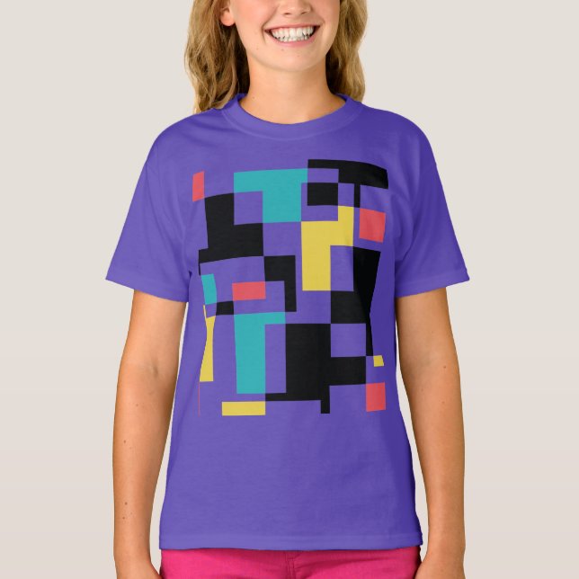 Modern, roligt, färgstark geometrisk grafik t shirt (Framsida)